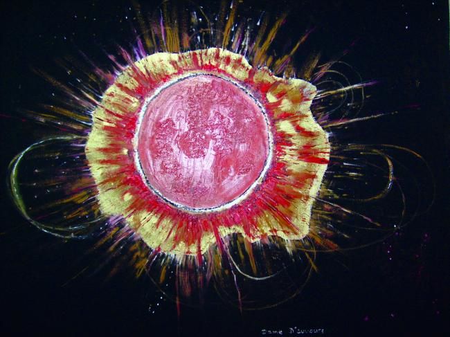 Painting titled "Le soleil" by Dame D'Auvours, Original Artwork