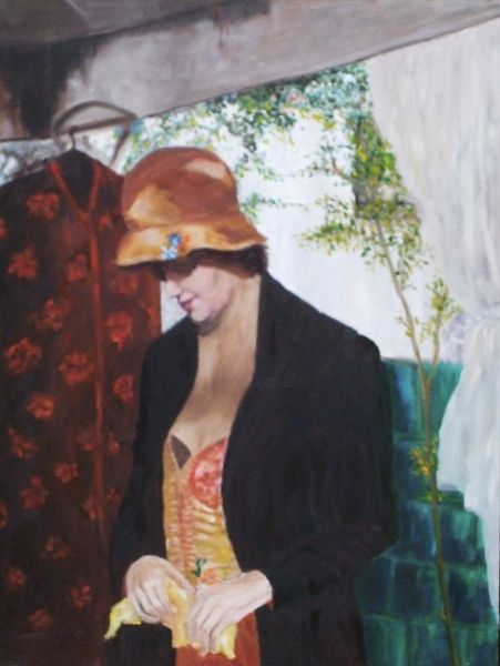 Peinture intitulée "Une parisienne" par Jacqueline Lefebvre, Œuvre d'art originale