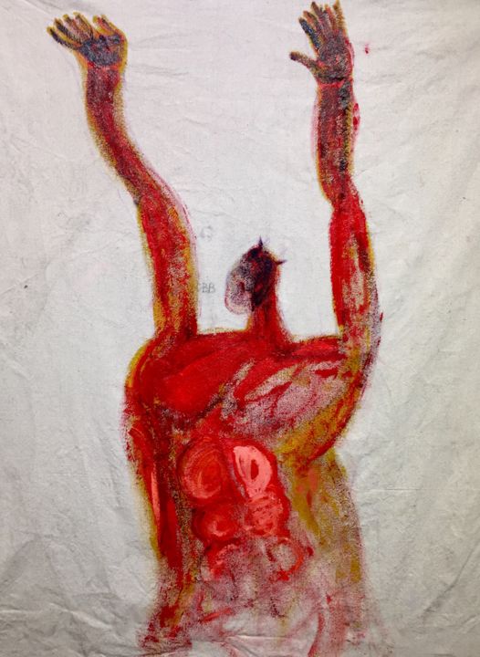 Schilderij getiteld "Hands up" door Damian Gomes, Origineel Kunstwerk
