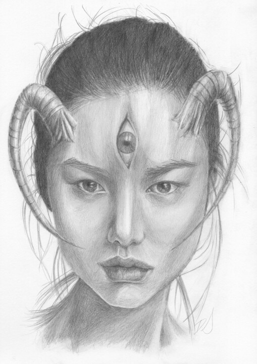 Dessin intitulée "Truth seeker" par Damian Smith, Œuvre d'art originale, Graphite