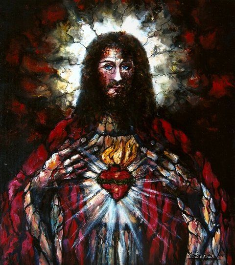 Pintura titulada ""Sagrado Corazon"" por Damian Suarez Ioshi, Obra de arte original