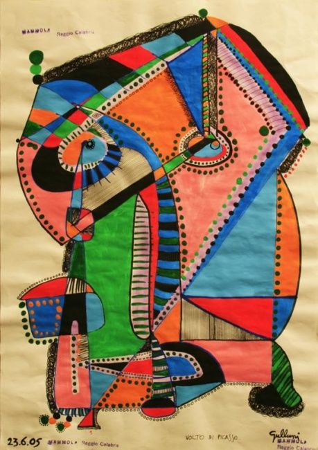 Pittura intitolato "volto di Picasso" da Damiano Gulluni Artstudio, Opera d'arte originale