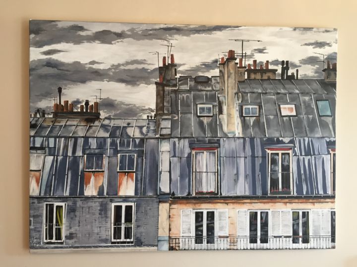 Painting titled "Paname" by Dam, Original Artwork, Ink