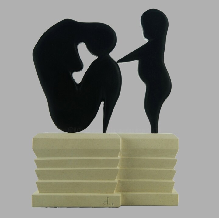 Sculpture titled "Douleur maternelle" by Damien Berger, Original Artwork, Stone