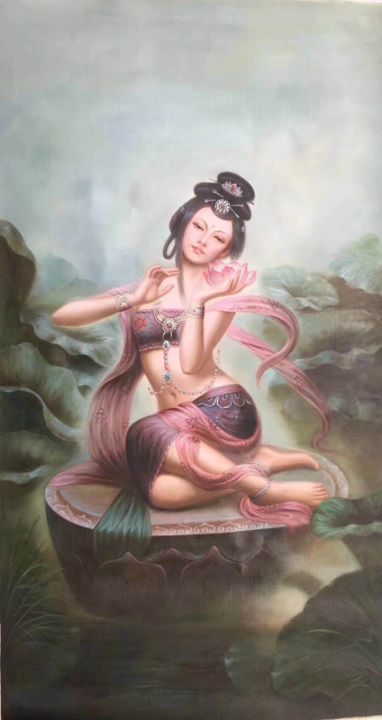 Pintura titulada "Chinese art(Dunhuan…" por Princessa Mingzhu, Obra de arte original, Oleo