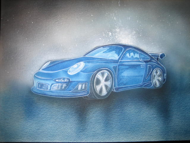Pittura intitolato "Porsche 997" da Damodar, Opera d'arte originale
