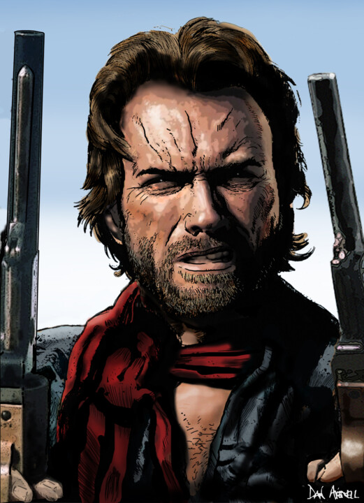Painting titled "Clint - The Outlaw…" by D Dan Avenell, Original Artwork, Digital Painting