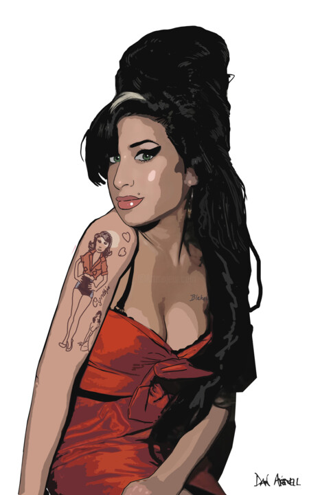 Pintura intitulada "Amy Winehouse" por D Dan Avenell, Obras de arte originais, Pintura digital