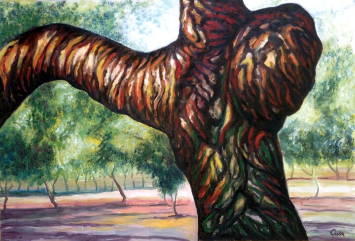 「Sculpturel chestnut…」というタイトルの絵画 Dan Civaによって, オリジナルのアートワーク, オイル
