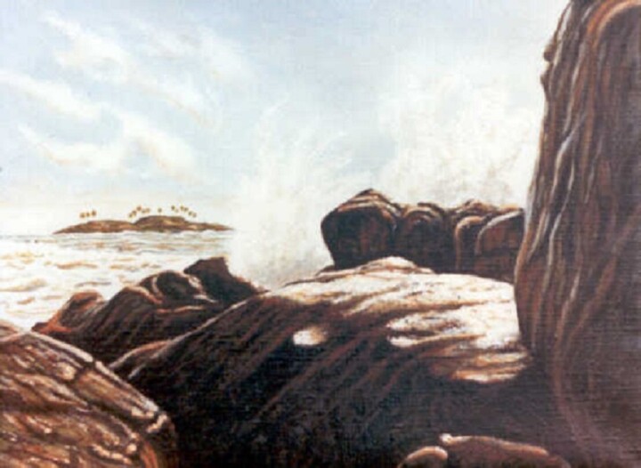Painting titled "Stones in waters ed…" by Dan Civa, Original Artwork, Acrylic