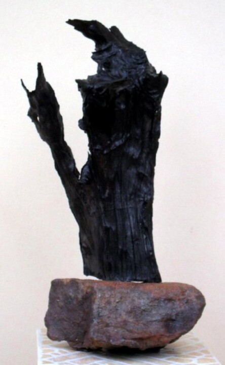Skulptur mit dem Titel "The lecturer" von Dan Civa, Original-Kunstwerk, Holz