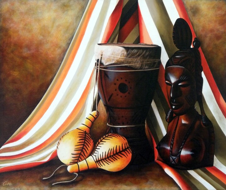 Painting titled "Africa souvenirs ar…" by Dan Civa, Original Artwork, Acrylic