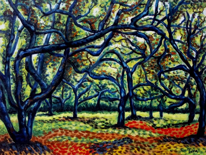 Ζωγραφική με τίτλο "Chestnut plantation…" από Dan Civa, Αυθεντικά έργα τέχνης, Λάδι
