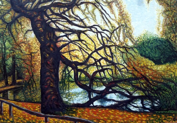 Painting titled "Autumn in Danish Pa…" by Dan Civa, Original Artwork, Oil