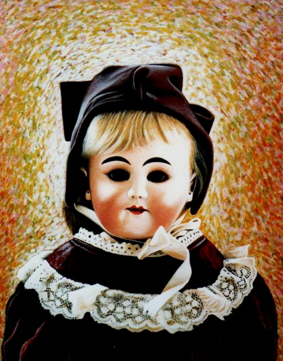 Painting titled "Old porcelain doll…" by Dan Civa, Original Artwork, Acrylic