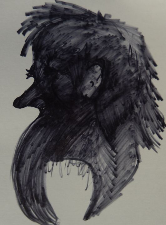 Dibujo titulada "Skid row dude" por Dan Flanagan, Obra de arte original, Carbón