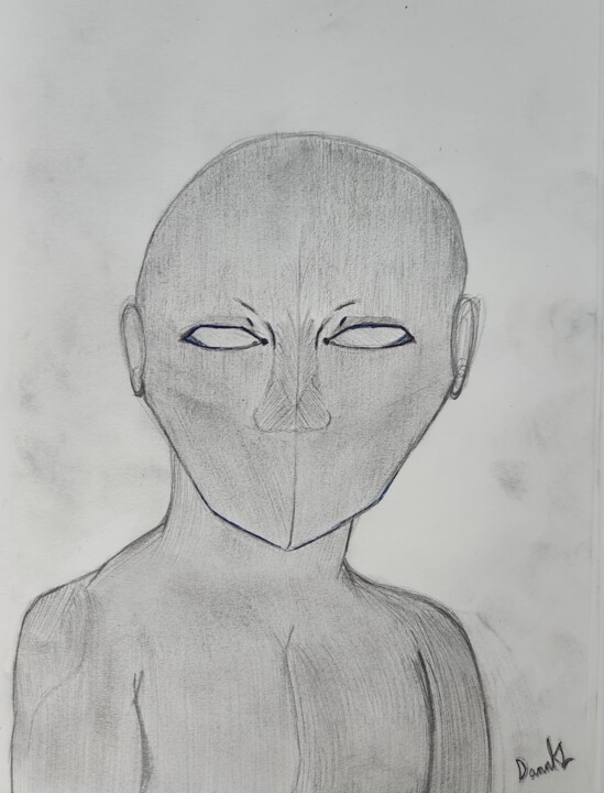 Dibujo titulada "Le bonhomme gris" por Dan Klight, Obra de arte original, Lápiz
