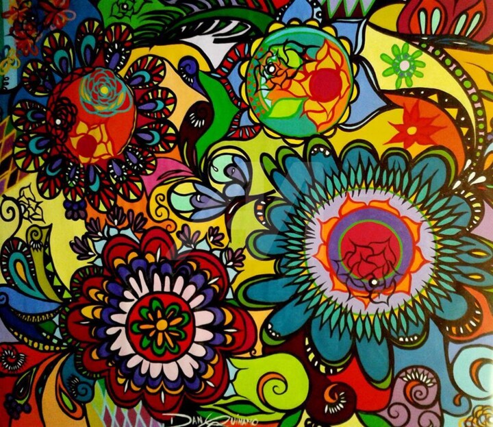 Pintura intitulada "Planeta Flor by Dan…" por Dan Quínamo, Obras de arte originais,