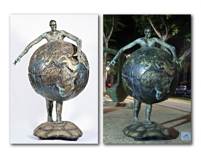 「Globe By Dan Reisner」というタイトルの彫刻 Dan Reisnerによって, オリジナルのアートワーク
