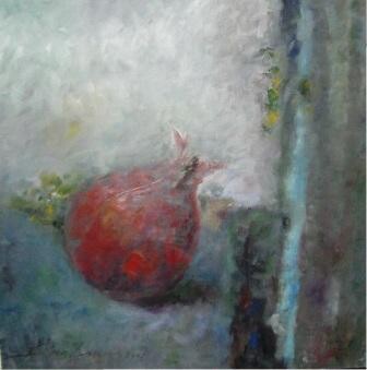 Painting titled "Pomegranate" by Dan, Original Artwork