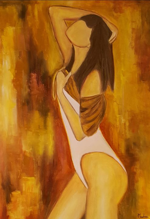 Painting titled "Caresse" by Dana Art, Original Artwork, Oil Mounted on Wood Panel