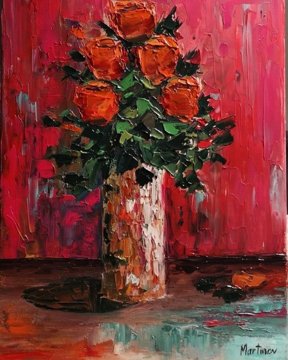 Painting titled "Scent of roses" by Dana Martinov, Original Artwork, Oil