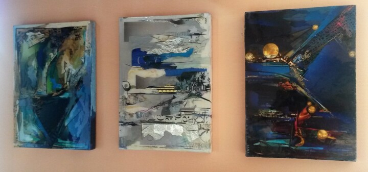 Collages titled "triptyque" by Dana, Original Artwork