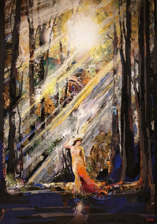 Peinture intitulée "Eurydice" par Dana, Œuvre d'art originale, Collages