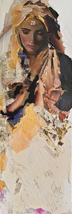 Peinture intitulée "Prière" par Dolores Devignot (Dô), Œuvre d'art originale, Collages