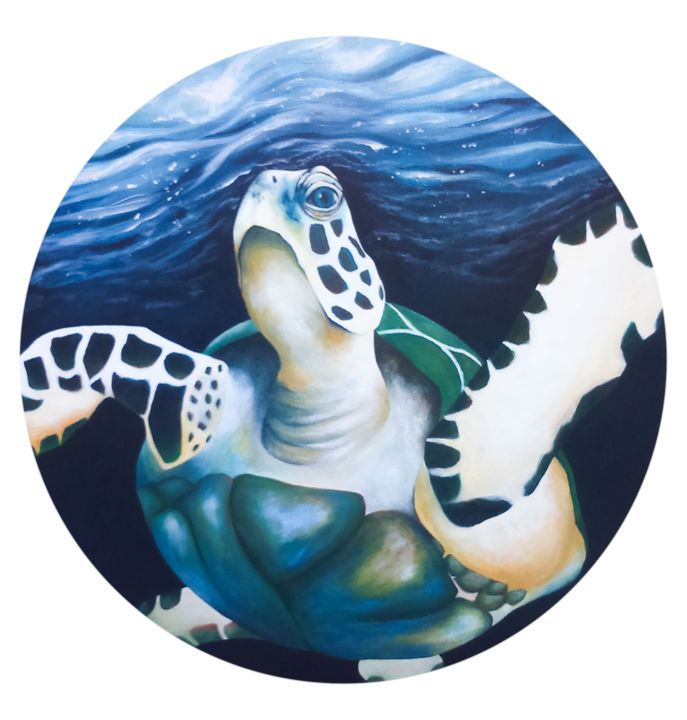 Ζωγραφική με τίτλο ""Sea turtle"" από Christina Bilbili, Αυθεντικά έργα τέχνης, Ακρυλικό