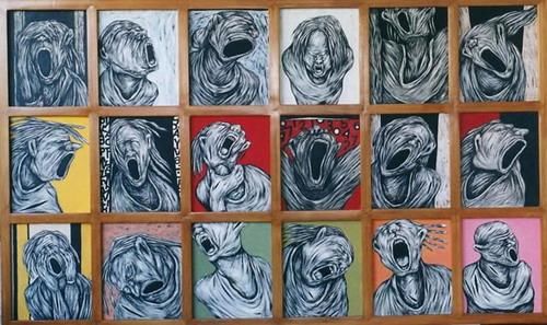 Schilderij getiteld "Scream When You can" door Danang Wijayanto, Origineel Kunstwerk, Olie