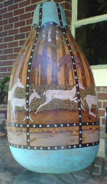 Sculpture titled "Luna Deer Gourd" by Dana Arvidson, Original Art, Oil