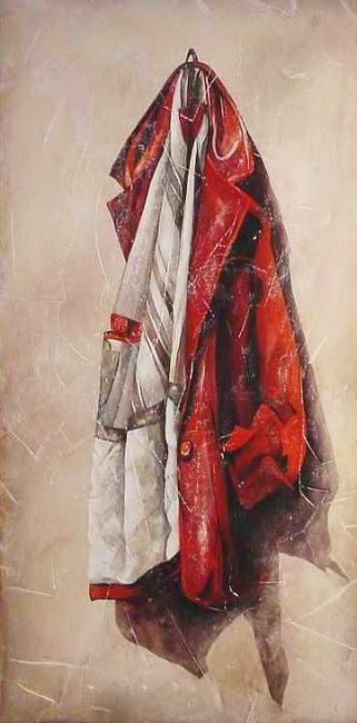Pittura intitolato "La giacca rossa" da Dana Tomsa Oberhoffer, Opera d'arte originale