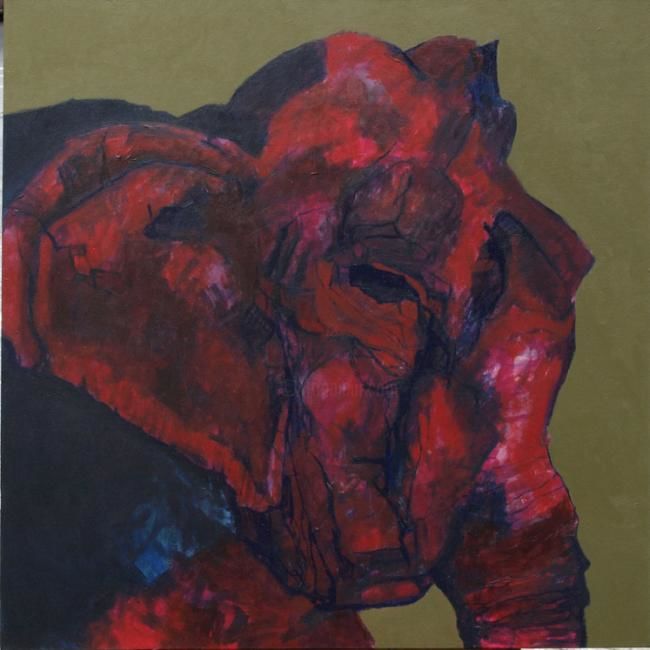 Painting titled "The Pink Elephant" by Daniel Beaudoin, Original Artwork