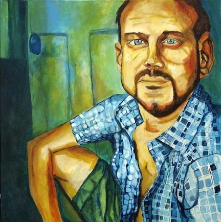 Painting titled "man in plaid shirt" by Daniel Beaudoin, Original Artwork, Oil