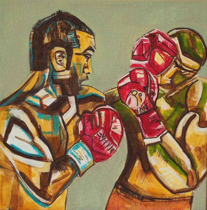 Painting titled "the fight" by Daniel Beaudoin, Original Artwork