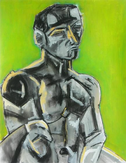 Dibujo titulada "Green man" por Daniel Beaudoin, Obra de arte original