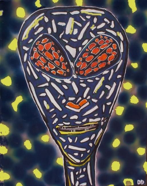 Pintura titulada "Alien Blues Musician" por Dan Beers, Obra de arte original, Oleo