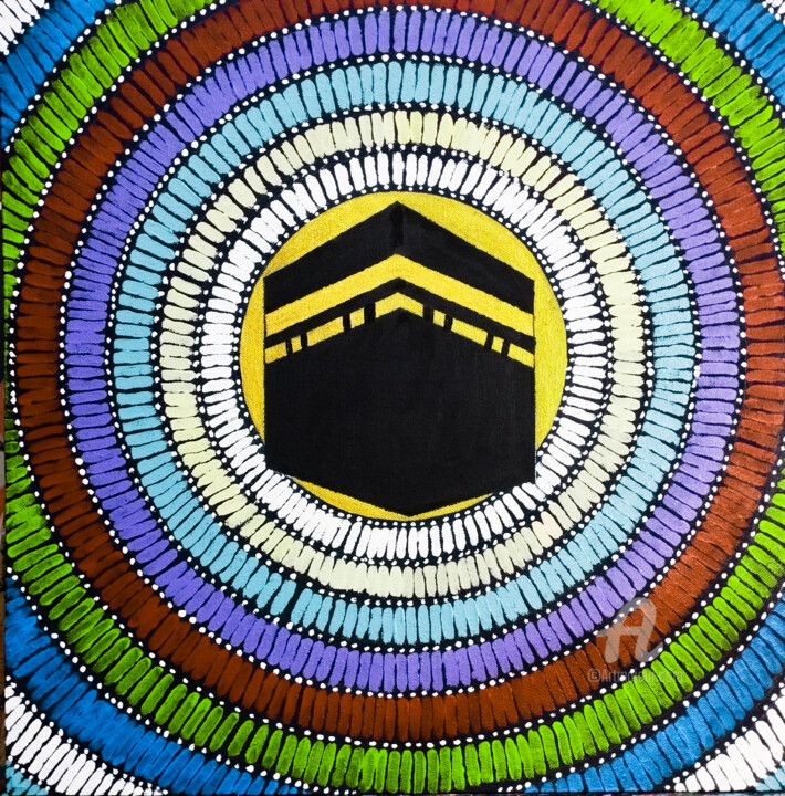 Schilderij getiteld "khana kaba" door Ahmed Khan, Origineel Kunstwerk, Acryl