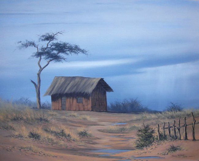 Painting titled "House on the Hill,…" by Dane Willers, Original Artwork, Oil