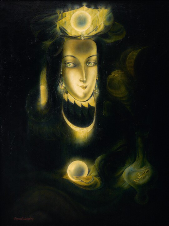 Peinture intitulée "Magician Floriana" par Danelian Gregor, Œuvre d'art originale, Huile
