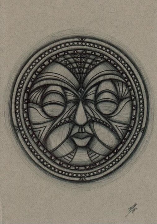 Drawing titled "MASCARA UNO" by Dangar, Original Art, Other