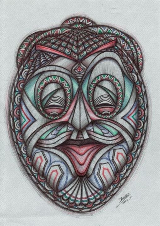 Drawing titled "MASCARA TRES" by Dangar, Original Art, Other