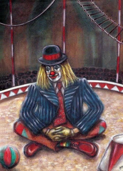 Pintura titulada "payaso solo" por Dangar, Obra de arte original