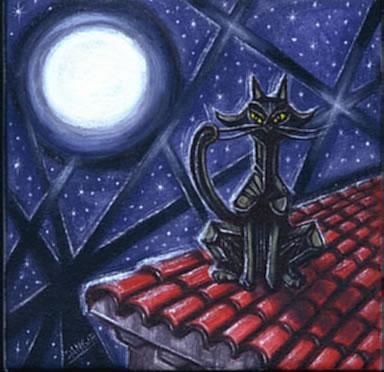 Painting titled "GATO SOBRE TEJADO" by Dangar, Original Artwork