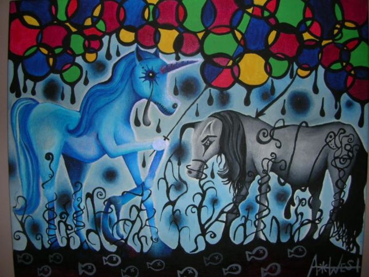 Painting titled "Bathing in the filt…" by Ashley West, Original Artwork