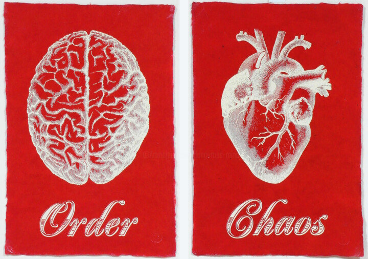 Printmaking titled "Order Chaos Red Pri…" by Dangerous Minds Artists, Original Artwork, Screenprinting