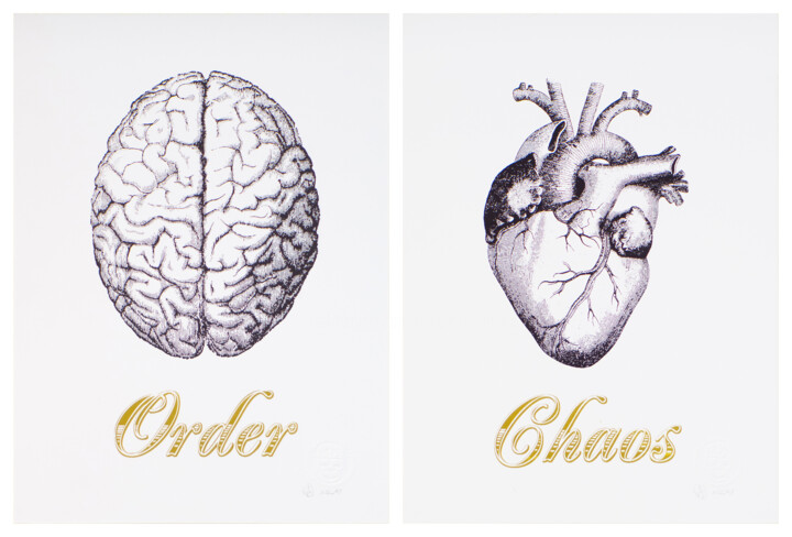 Printmaking titled "Order Chaos Black S…" by Dangerous Minds Artists, Original Artwork, Screenprinting