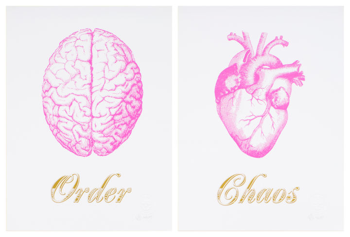 Printmaking titled "Order Chaos Magenta…" by Dangerous Minds Artists, Original Art, Screenprinting