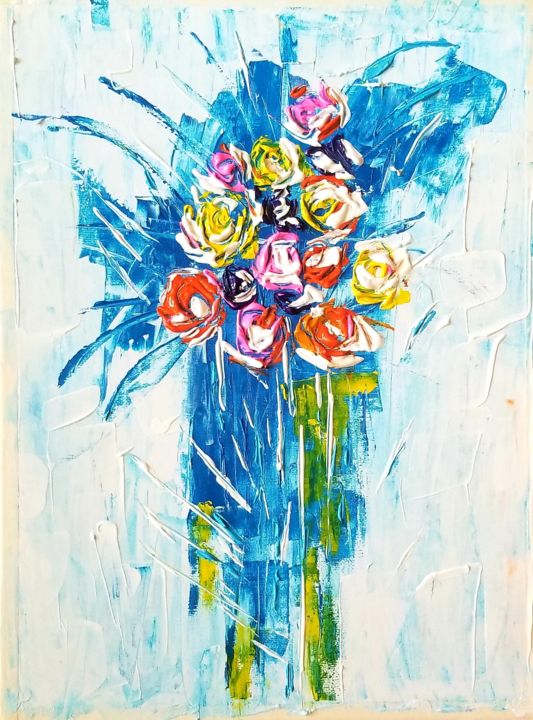 Painting titled "The offering" by Dhan, Original Art, Acrylic